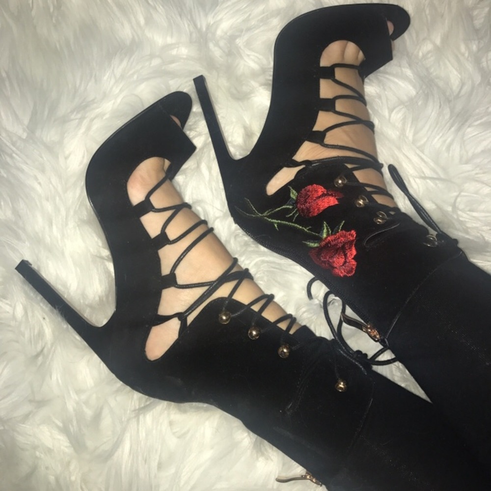 Public Desire beautiful strappy heels with roses